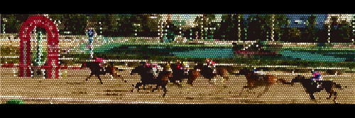競馬のゴール前シーンのヘッダー背景素材（３）画像