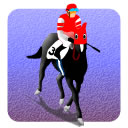 ターフを歩く馬と騎手のアイコン画像
