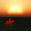 自然を歩く騎手と馬のアイコン画像