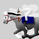サラブレッドにまたがる騎手のアイコン画像