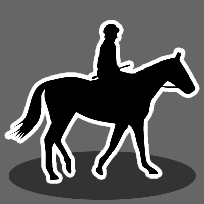 騎乗する騎手のシルエットアイコン画像