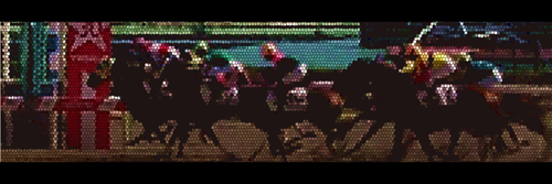 競馬のゴール前シーンのヘッダー背景素材（２）画像