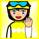 手を挙げる女性騎手のアイコン画像