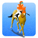 ターフを歩く馬と騎手のアイコン画像