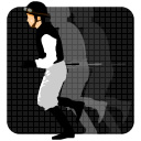 パドックで馬に走る騎手のアイコン画像