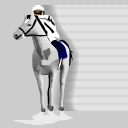 馬の頭をなでる騎手のアイコン画像