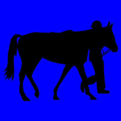 パドックで馬を引く厩務員さんのシルエットのアイコン画像