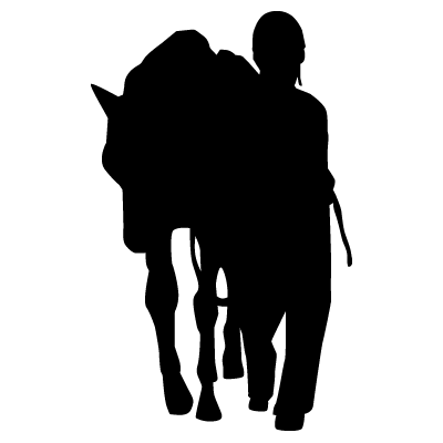 パドックで馬を引く厩務員とサラブレッドのシルエットアイコン １０ 競馬フリー素材 競馬ブログ素材のうまぽっと