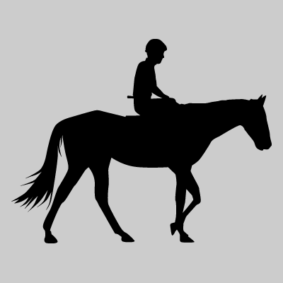 馬に騎乗している騎手のシルエットアイコン ４ 競馬フリー素材 競馬ブログ素材のうまぽっと