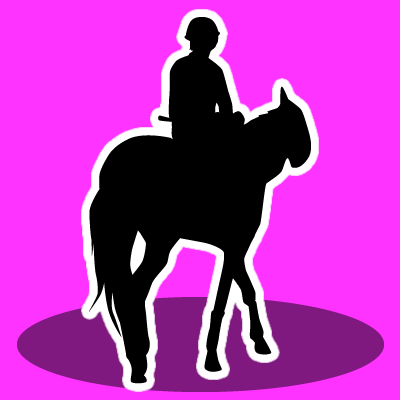 騎乗する騎手のシルエットアイコン画像