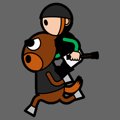 騎手をおんぶして走るサラブレッドのアイコン（２）画像