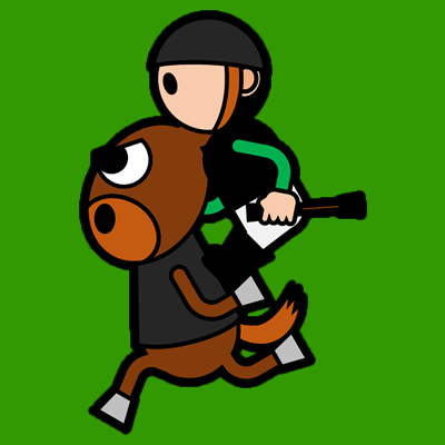 騎手をおんぶして走るサラブレッドのアイコン（２）画像
