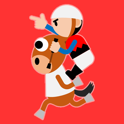 騎手をおんぶして走るサラブレッドのアイコン（９）画像