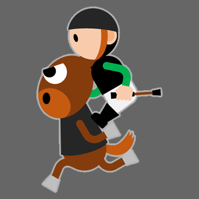 騎手をおんぶして走るサラブレッドのアイコン（１０）画像