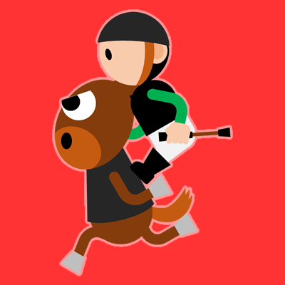 騎手をおんぶして走るサラブレッドのアイコン（１０）画像