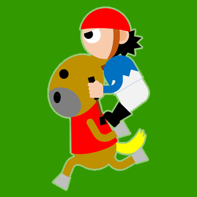 騎手をおんぶして走るサラブレッドのアイコン（１１）画像