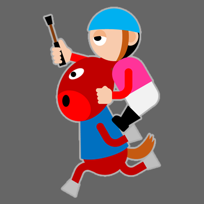 騎手をおんぶして走るサラブレッドのアイコン（１２）画像