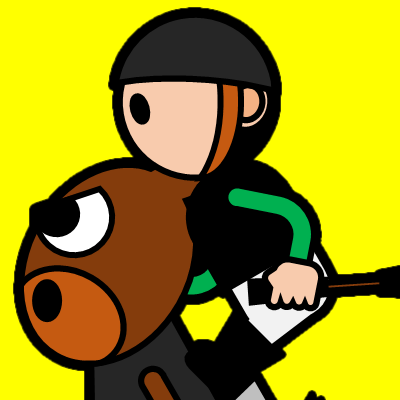 騎手をおんぶして走るサラブレッドのアイコン（１８）画像