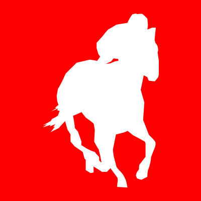 馬に騎乗している騎手のシルエットアイコン（３７）画像