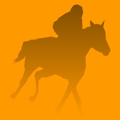 馬に騎乗している騎手のシルエットアイコン（４７）画像