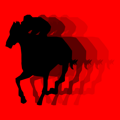 馬に騎乗している騎手のシルエットアイコン（５１）画像