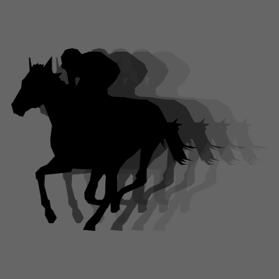 馬に騎乗している騎手のシルエットアイコン（５２）画像