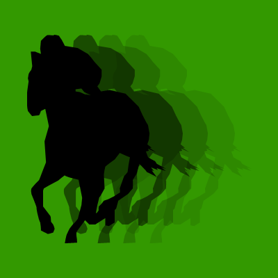 馬に騎乗している騎手のシルエットアイコン（５３）画像