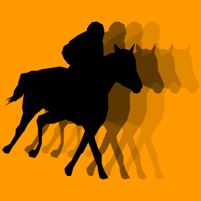 馬に騎乗している騎手のシルエットアイコン（５５）画像