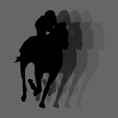馬に騎乗している騎手のシルエットアイコン（５６）画像