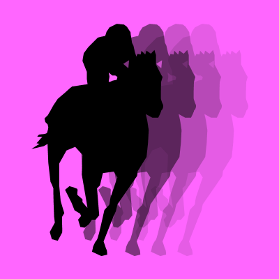 馬に騎乗している騎手のシルエットアイコン（５６）画像