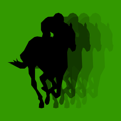 馬に騎乗している騎手のシルエットアイコン（５８）画像