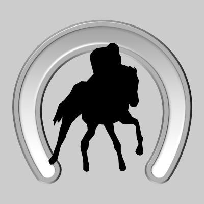 馬に騎乗している騎手のシルエットアイコン（６５）画像