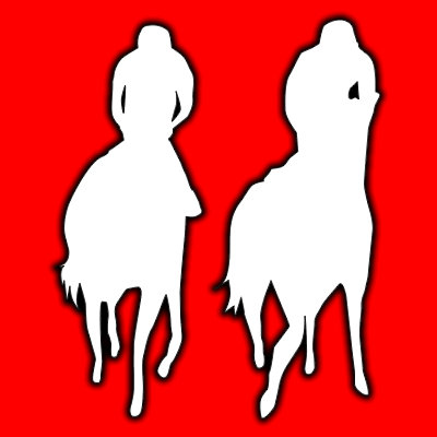 馬に騎乗している騎手のシルエットアイコン（７８）画像