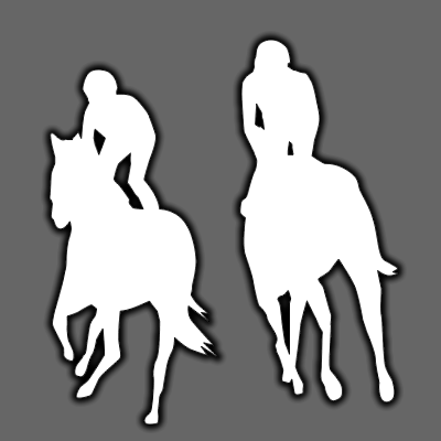 馬に騎乗している騎手のシルエットアイコン（８０）画像