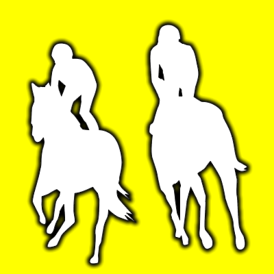 馬に騎乗している騎手のシルエットアイコン（８０）画像