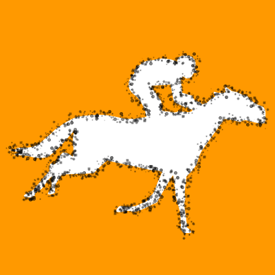 馬に騎乗している騎手のシルエットアイコン（８３）画像