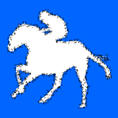 馬に騎乗している騎手のシルエットアイコン（８５）画像