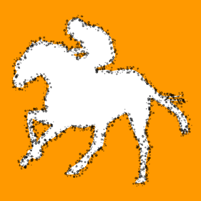 馬に騎乗している騎手のシルエットアイコン（８５）画像