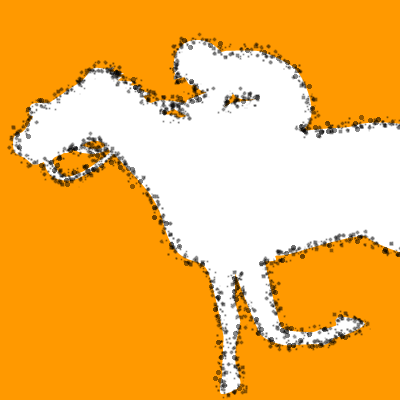 馬に騎乗している騎手のシルエットアイコン（８７）画像