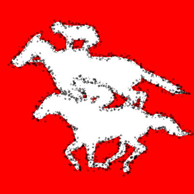 馬に騎乗している騎手のシルエットアイコン（９０）画像