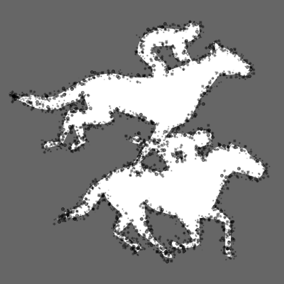 馬に騎乗している騎手のシルエットアイコン（９３）画像