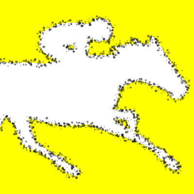 馬に騎乗している騎手のシルエットアイコン（９７）画像