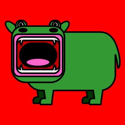 口を開けた緑のカバのアイコン画像3