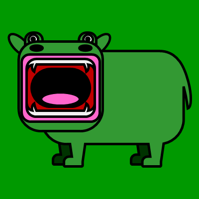 口を開けた緑のカバのアイコン画像6