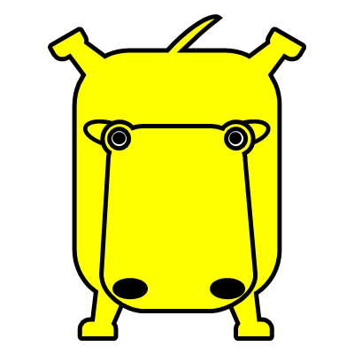 逆立ちする黄色いカバのアイコン画像