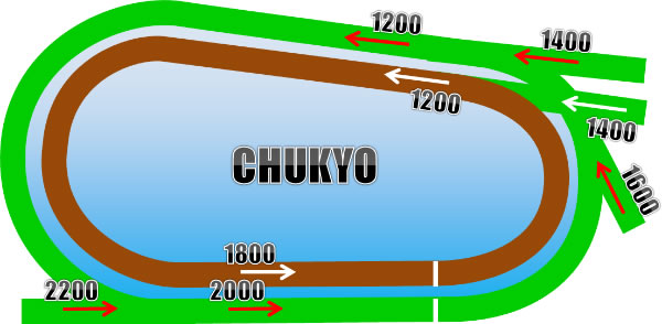 中京競馬場 距離別コース画像